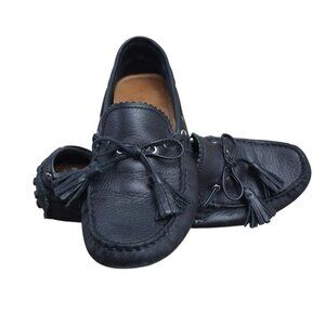 Coach Womens Black Leather Tassel Loafers Driving Moccasins Slip On Size 8M.